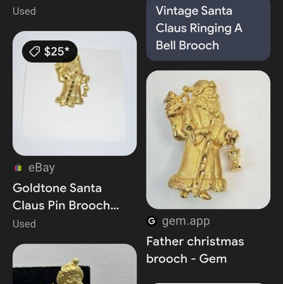 Vintage gold tone father Christmas brooch with a dangle lantern very cute - Picture 2 of 5